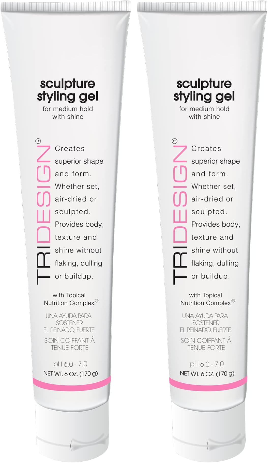 TRIDESIGN Sculpture Hair Styling Gel – Strong Hold, Flake-Free Shine, Wet Look, Curl Definition | 6 oz Pack of 2