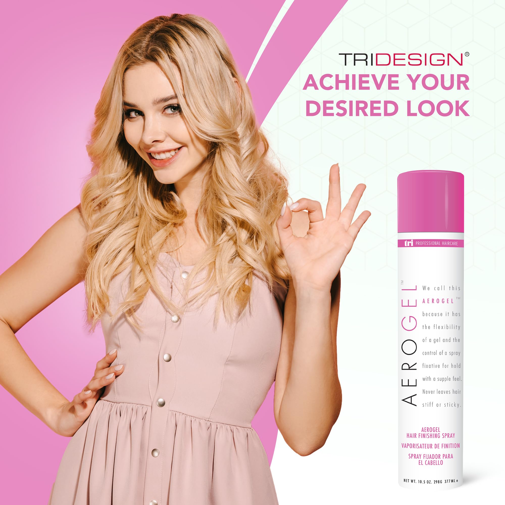 TRIDESIGN TRI Design Aerogel Hairspray – Strong Hold, Volumizing, Non‑Sticky (Pack of 4, 10.5 oz)