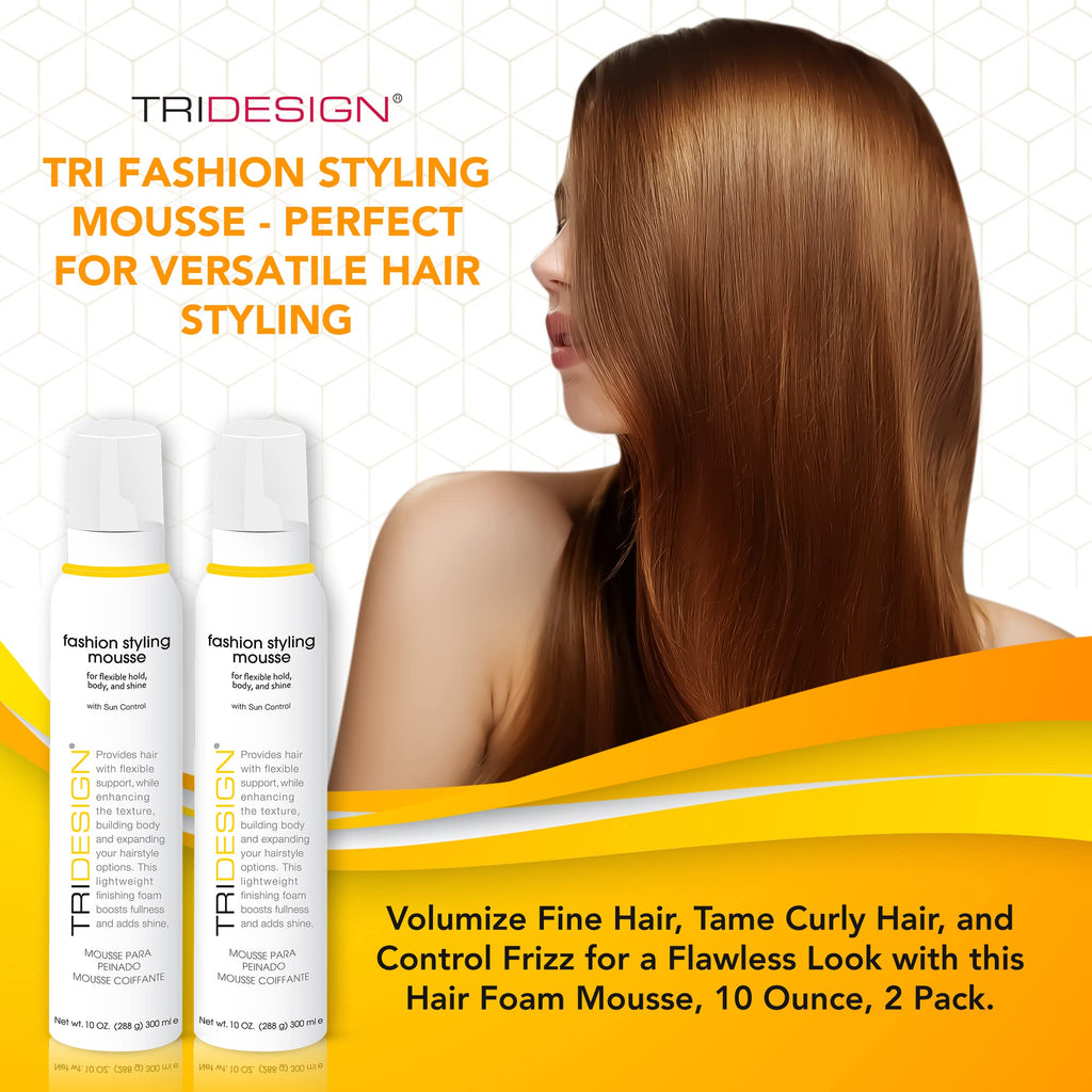 TRI Fashion Volumizing Mousse for Wavy Hair – Tame Curls, Frizz Control & Shine (2 Pack) | TRIDESIGN
