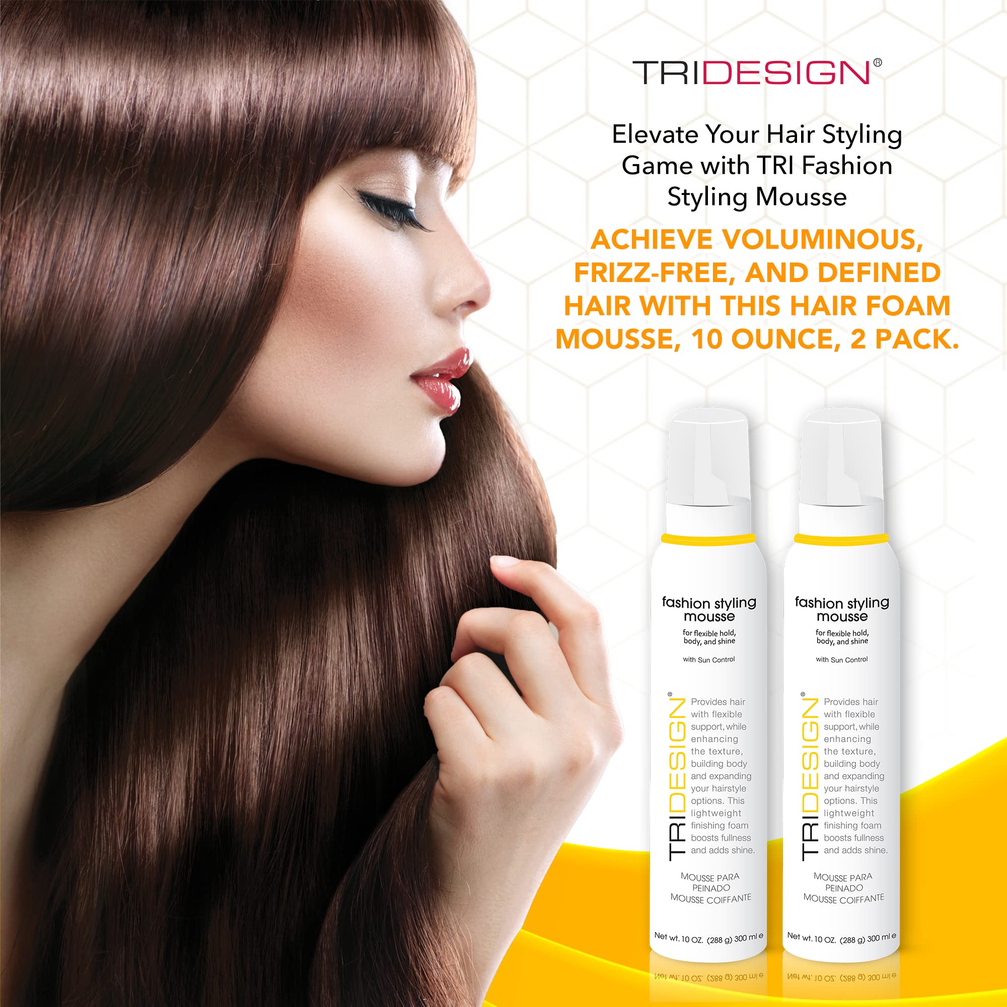 TRI Fashion Volumizing Mousse for Wavy Hair – Tame Curls, Frizz Control & Shine (2 Pack) | TRIDESIGN