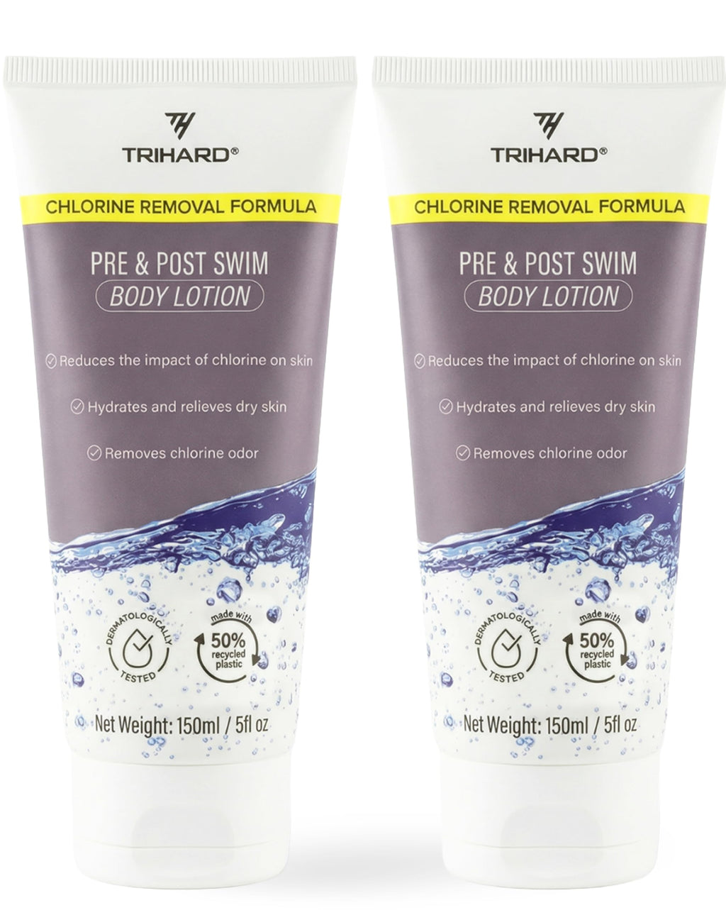TRIHARD Chlorine Defense Body Lotion for Swimmers – Pre & Post Swim Protection, Hydration for Sensitive Skin (Pack of 2)