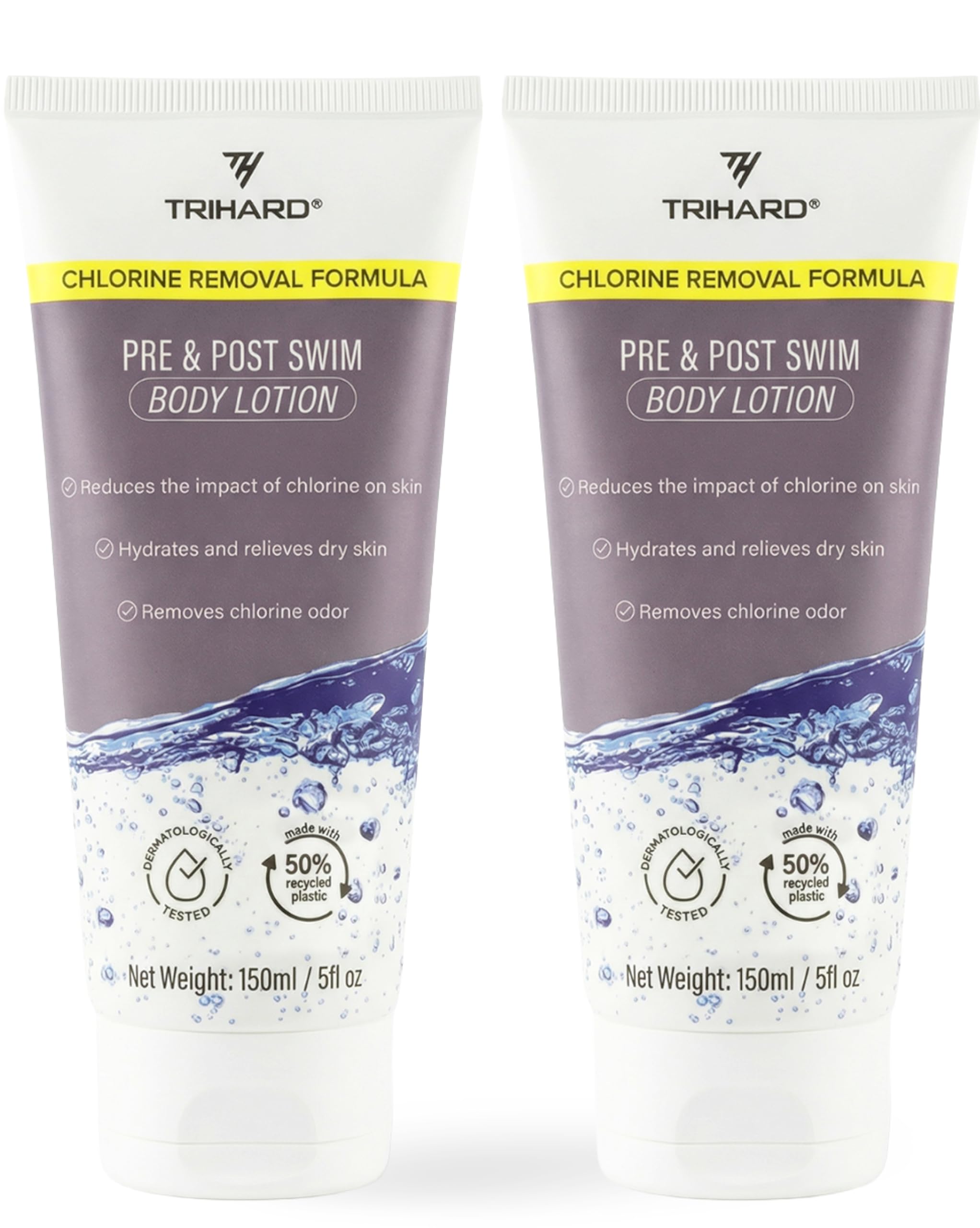 TRIHARD Chlorine Defense Body Lotion for Swimmers – Pre & Post Swim Protection, Hydration for Sensitive Skin (Pack of 2)