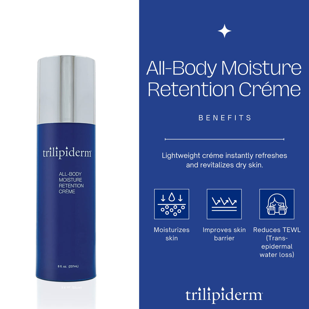 Trilipiderm All-Body Moisture Retention Crème – Lightweight Plant-Based Hydration, 8 oz