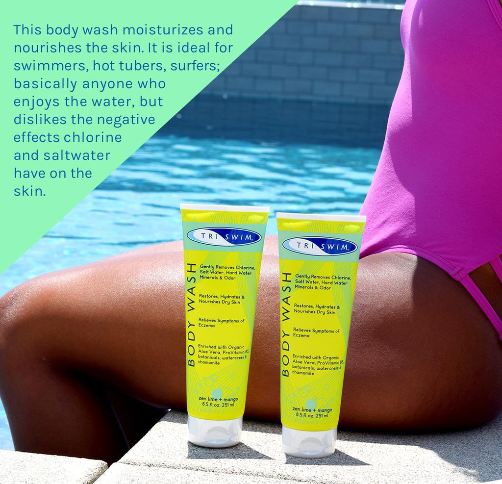 TRISWIM After Swim Chlorine Body Wash – 2 Pack with Aloe Vera, Watercress & Chamomile