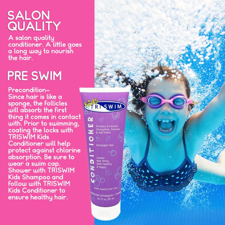 TRISWIM Kids Shampoo & Conditioner Set – 8.5oz Each | Remove Chlorine, Hydrate & Detangle