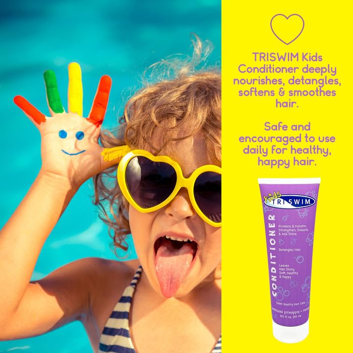 TRISWIM Kids Shampoo & Conditioner Set – 8.5oz Each | Remove Chlorine, Hydrate & Detangle