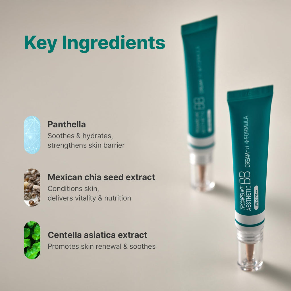 TROIAREUKE Aesthetic BB Cream H+ Formula SPF40+ PA++ | Lightweight Tinted Moisturizer for Dry Skin