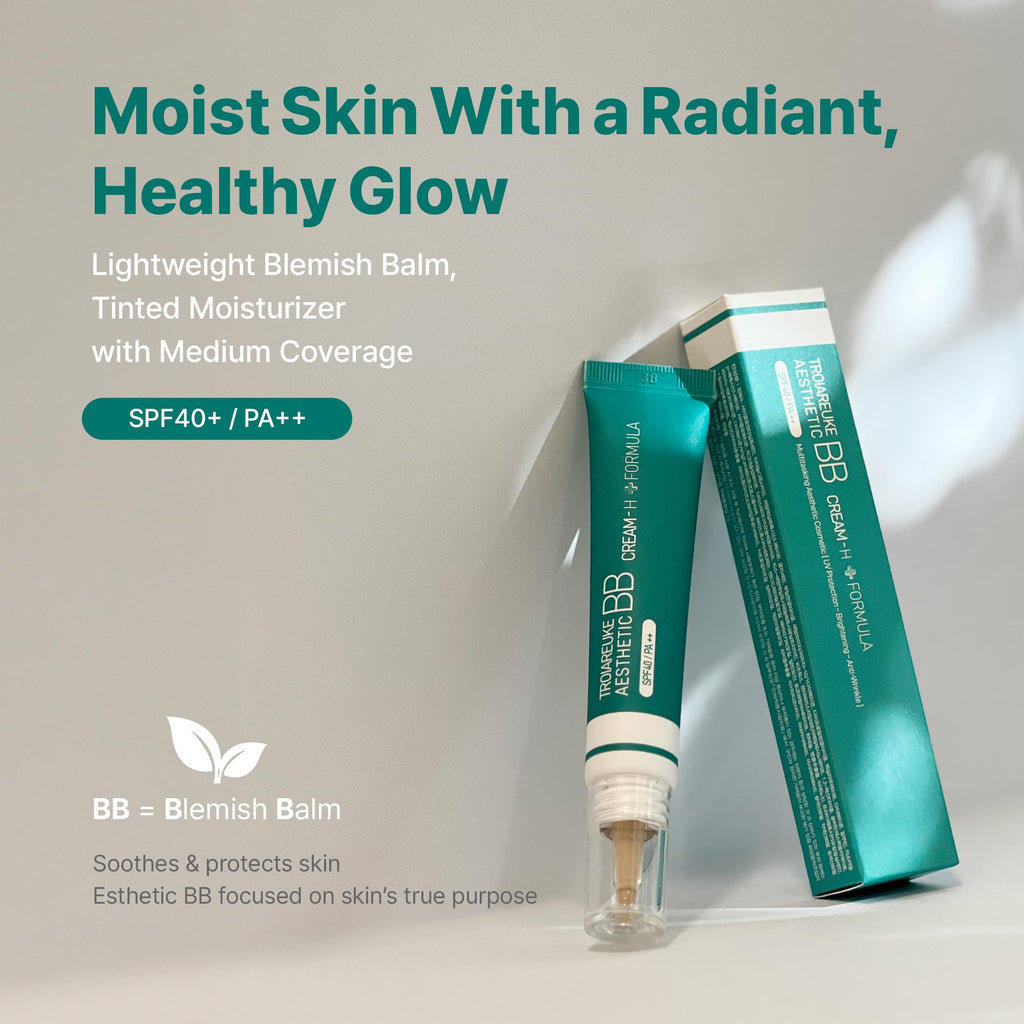TROIAREUKE Aesthetic BB Cream H+ Formula SPF40+ PA++ | Lightweight Tinted Moisturizer for Dry Skin