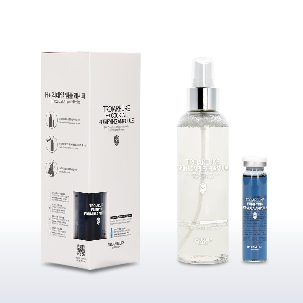 TROIAREUKE H+ Cocktail Ampoule Toner – Blue Bottle, 6.76 fl oz | Refreshing Skin Prep