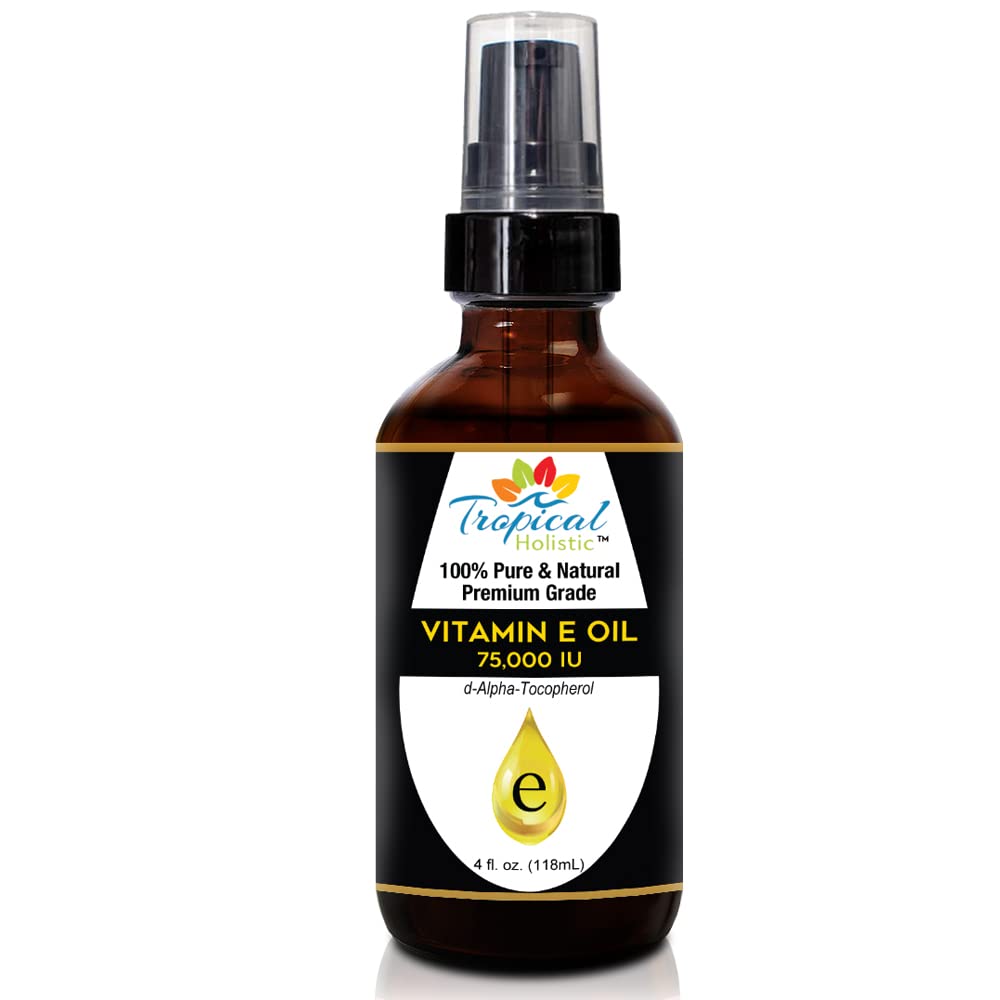 Tropical Holistic 100% Pure Vitamin E Oil 4oz | Hydration for Skin, Hair & Nails