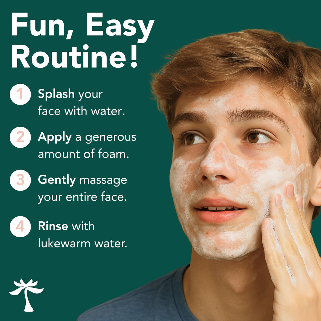 Tropiculture Clean Foaming Face Wash for Teens, Tweens & Kids | Bright Berry Hydrating Facial Cleanser