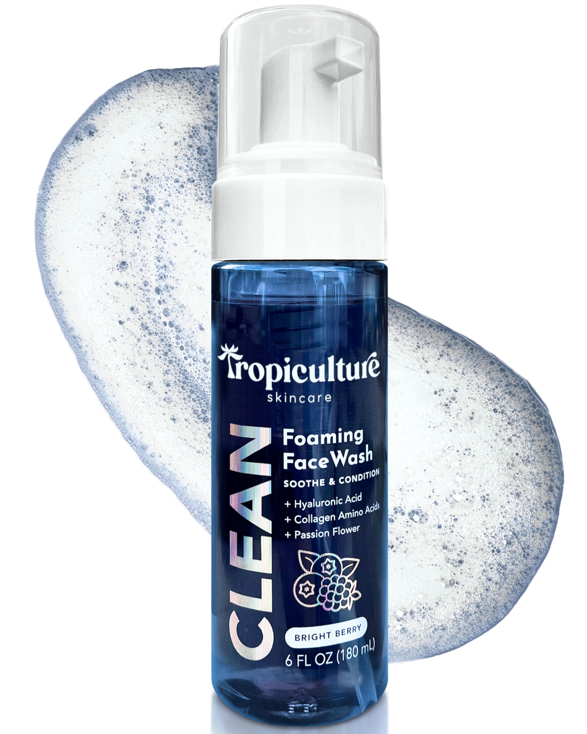 Tropiculture Clean Foaming Face Wash for Teens, Tweens & Kids | Bright Berry Hydrating Facial Cleanser