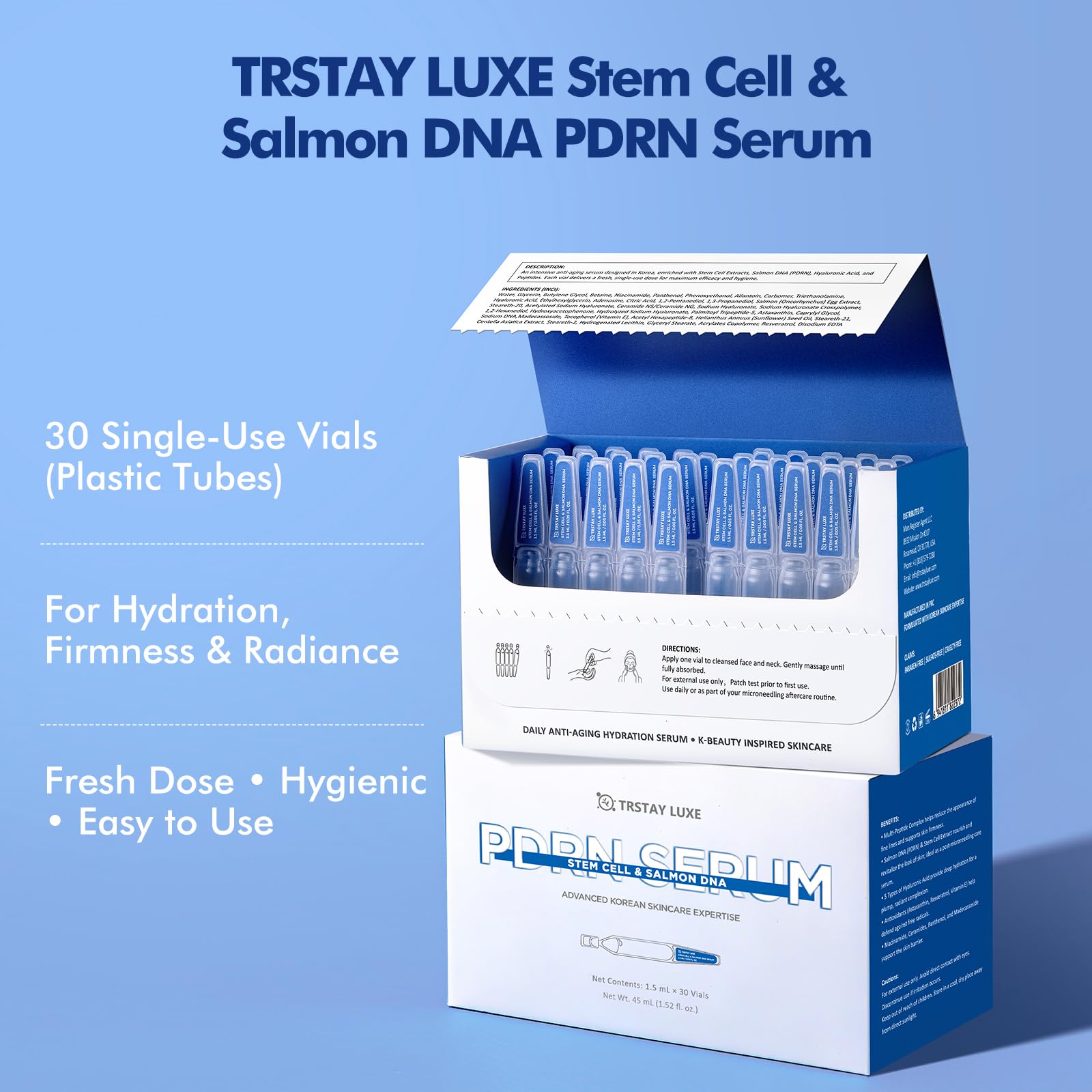 TRSTAY LUXE Stem Cell & Salmon DNA PDRN Serum – Microneedling Aftercare Anti-Aging Serum
