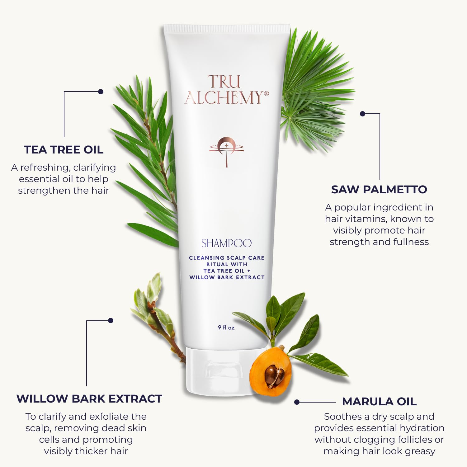 Tru Alchemy Shampoo for Growth, Volume & Scalp Health – Tea Tree & Peppermint, Keratin & Saw Palmetto | Sulfate & Paraben Free | 9 oz (2-Pack)