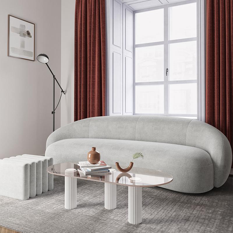 Julep Modern Curved Three Seater, Four Seater Sofa, Velvet