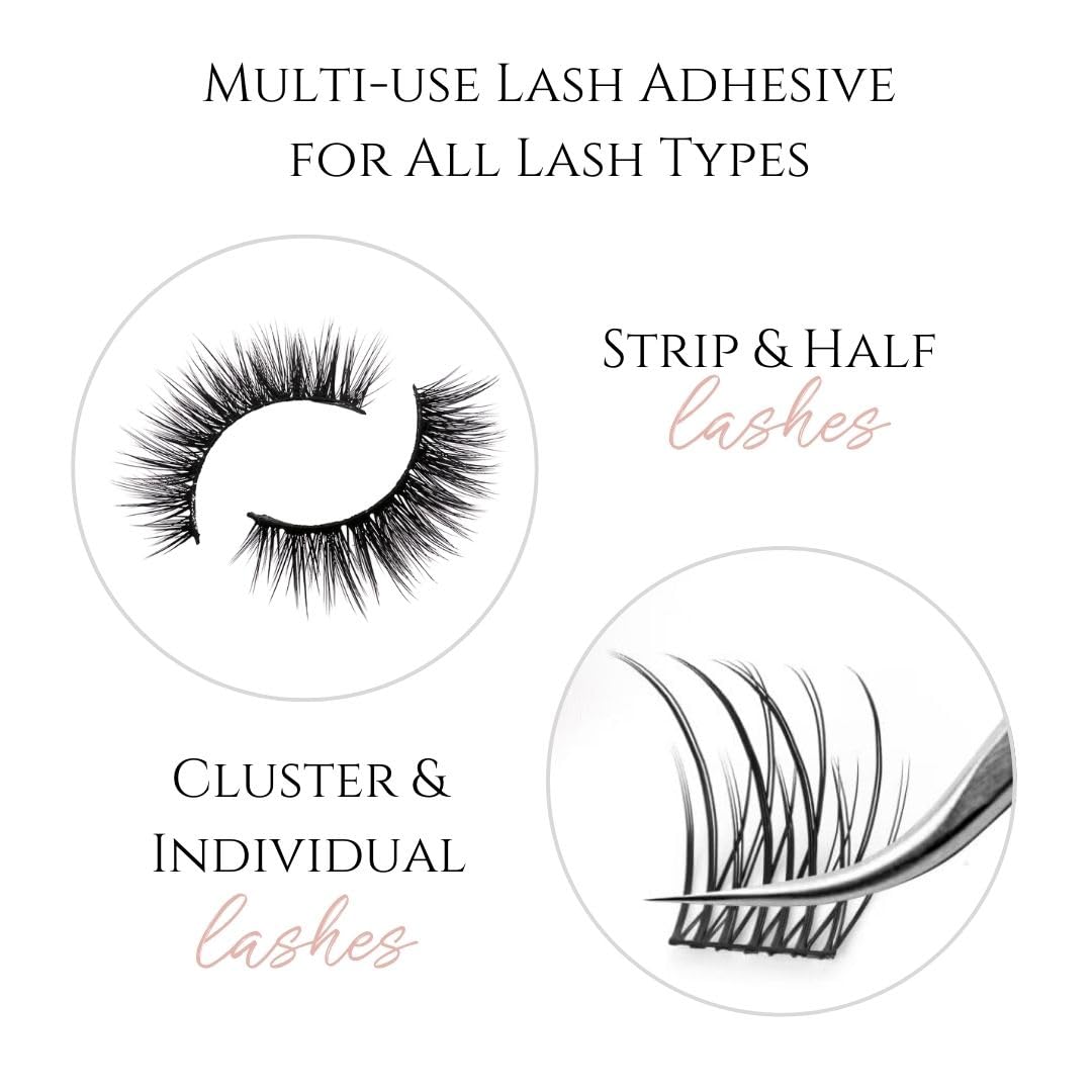 True Beauty Lashes Gentle Formula Lash Glue – 24-Hour Hold, Aloe, Dries Clear