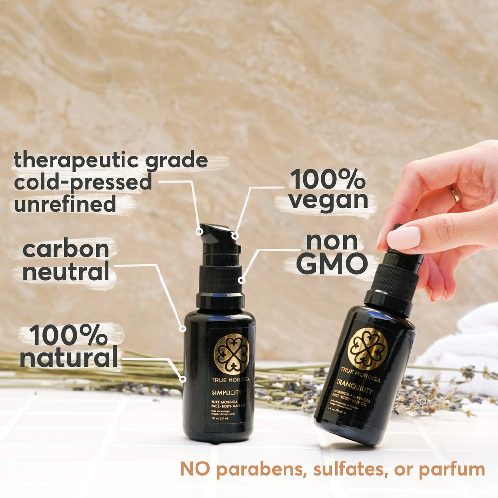 True Moringa Oil – 100% Pure Cold-Pressed Moringa Oil for Face, Body & Hair (30ml) – Lemongrass