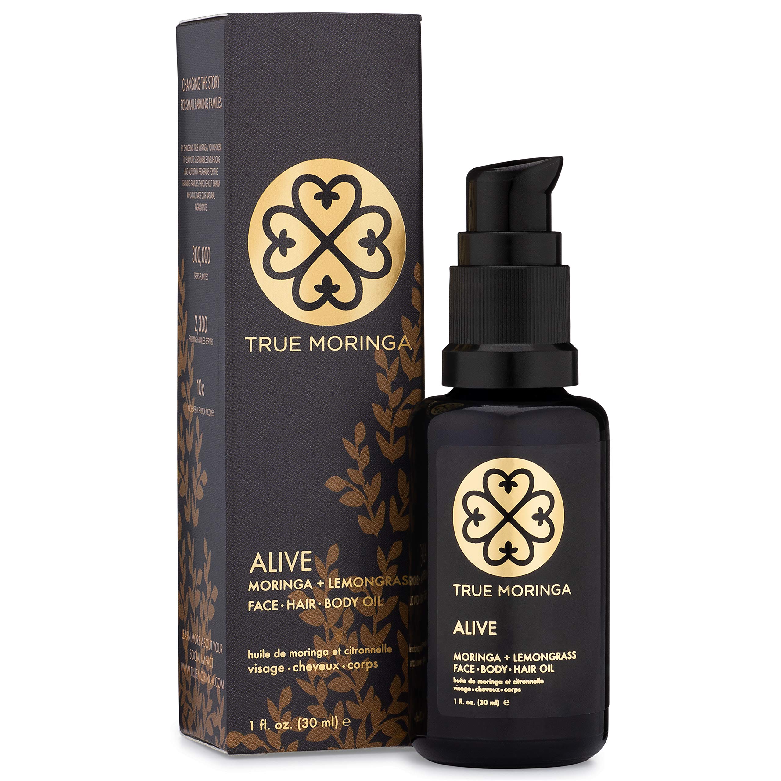 True Moringa Oil – 100% Pure Cold-Pressed Moringa Oil for Face, Body & Hair (30ml) – Lemongrass