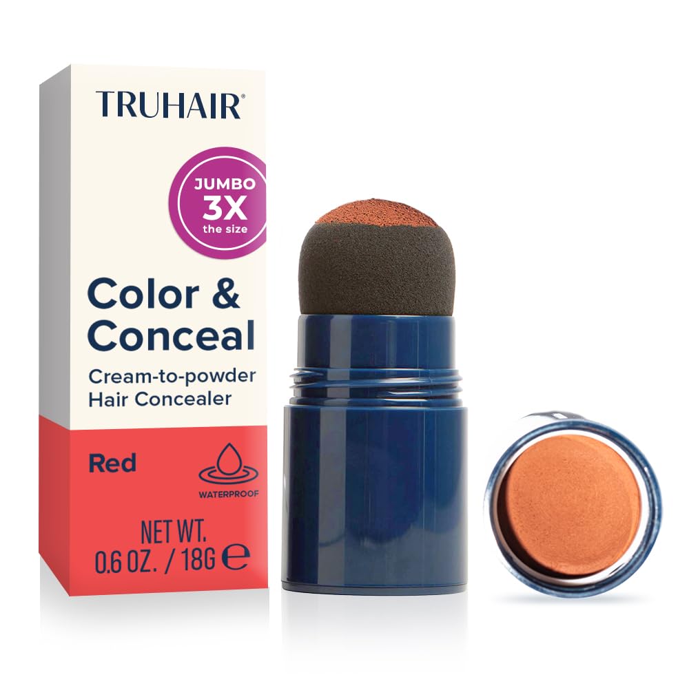 TRUHAIR Jumbo Color & Conceal Waterproof Root Touch Up for Gray Roots — Red