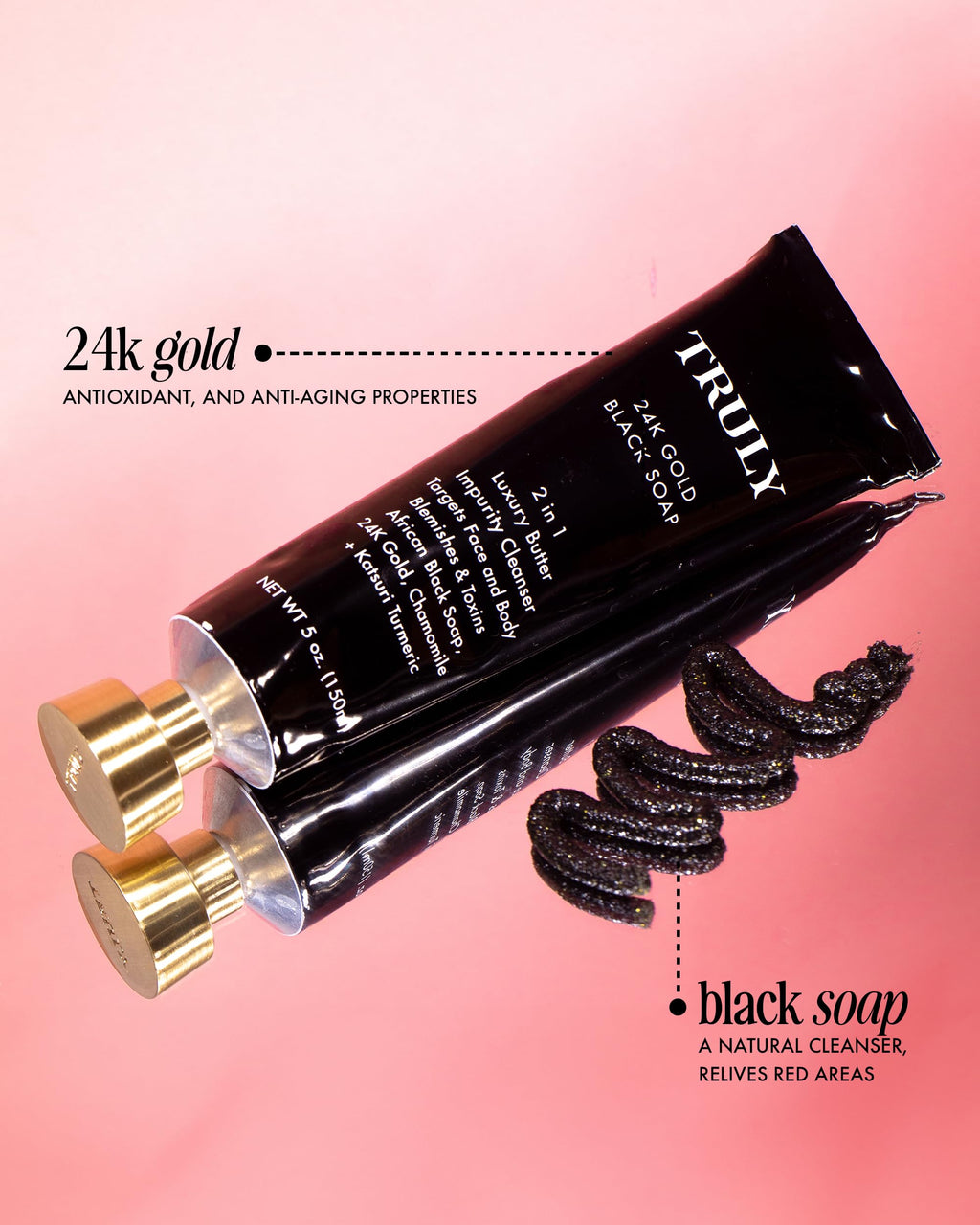Truly Beauty 24K Gold Black Soap with Chamomile & Turmeric – Acne, Hyperpigmentation & Aging – 5oz