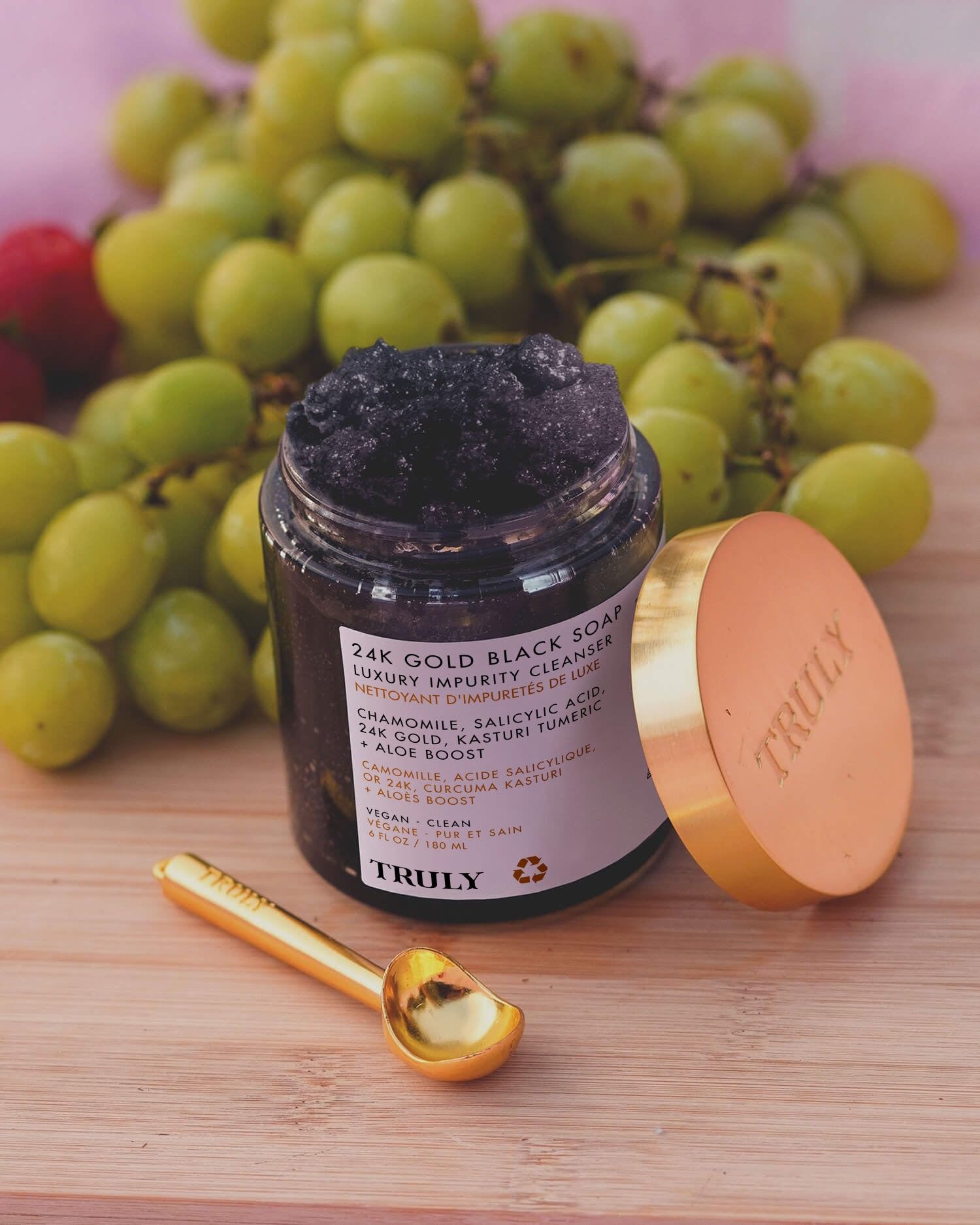 Truly 24K Gold Black Soap Luxury Butter Impurity Cleanser | Exfoliating Cleanser with Salicylic Acid & Turmeric
