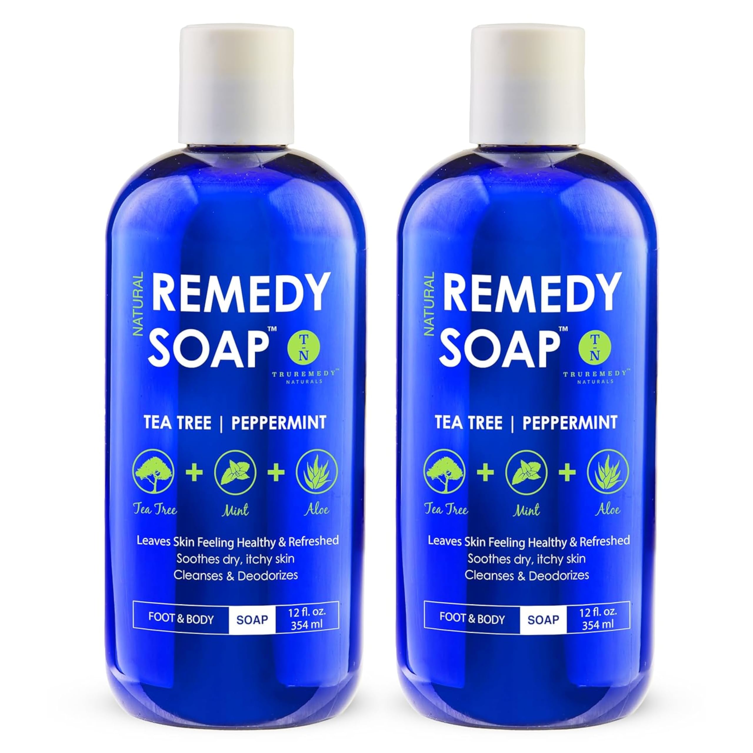Truremedy Naturals 12oz Tea Tree Oil Body Wash Pack of 2 Aloe Peppermint