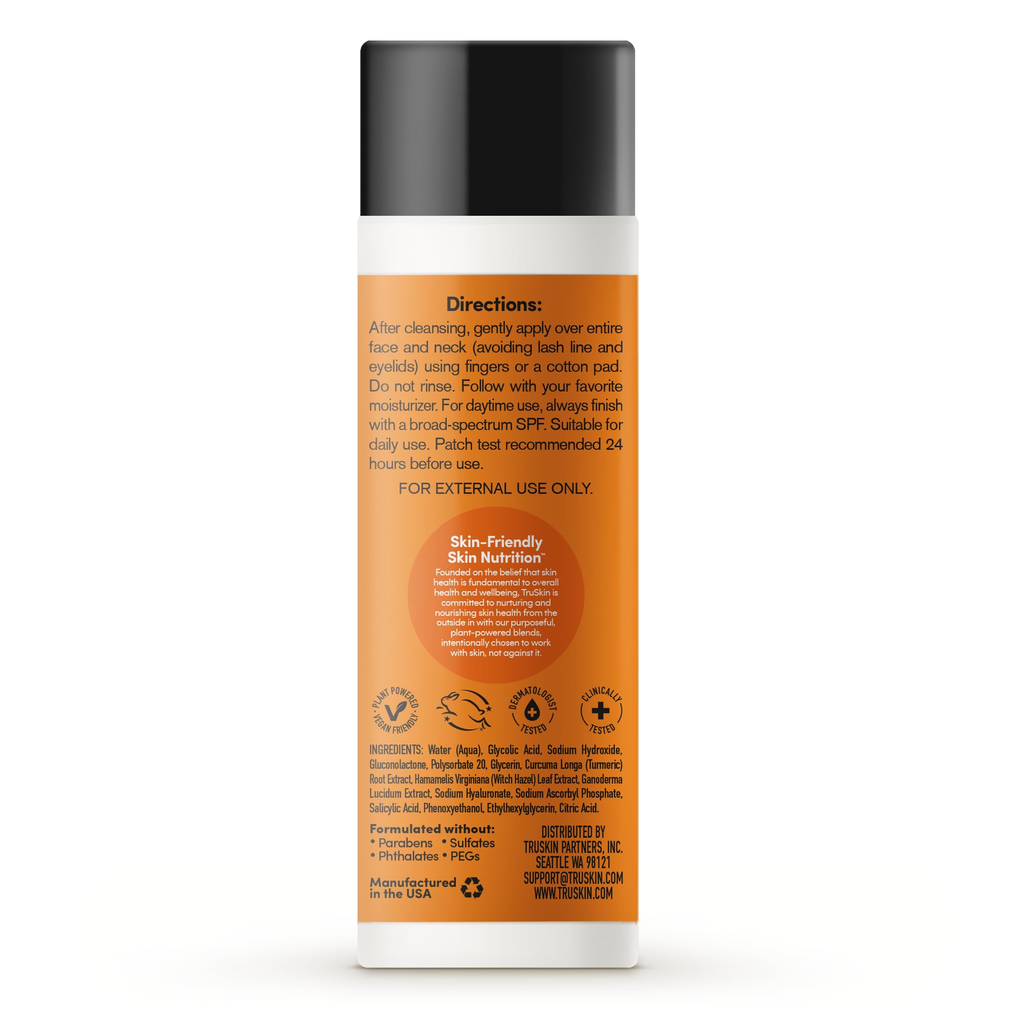 TruSkin BHA Liquid Exfoliant & Toner – Gentle AHA BHA PHA with Vitamin C (4.2 fl oz)