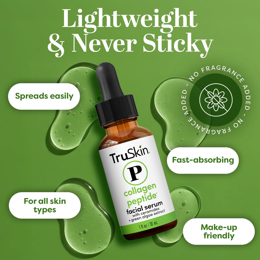 TruSkin Peptide Serum for Face – Pro-Collagen Multi-Peptide with TriPeptide-29 & Ceramides | Firmer-Looking Skin | 1 oz