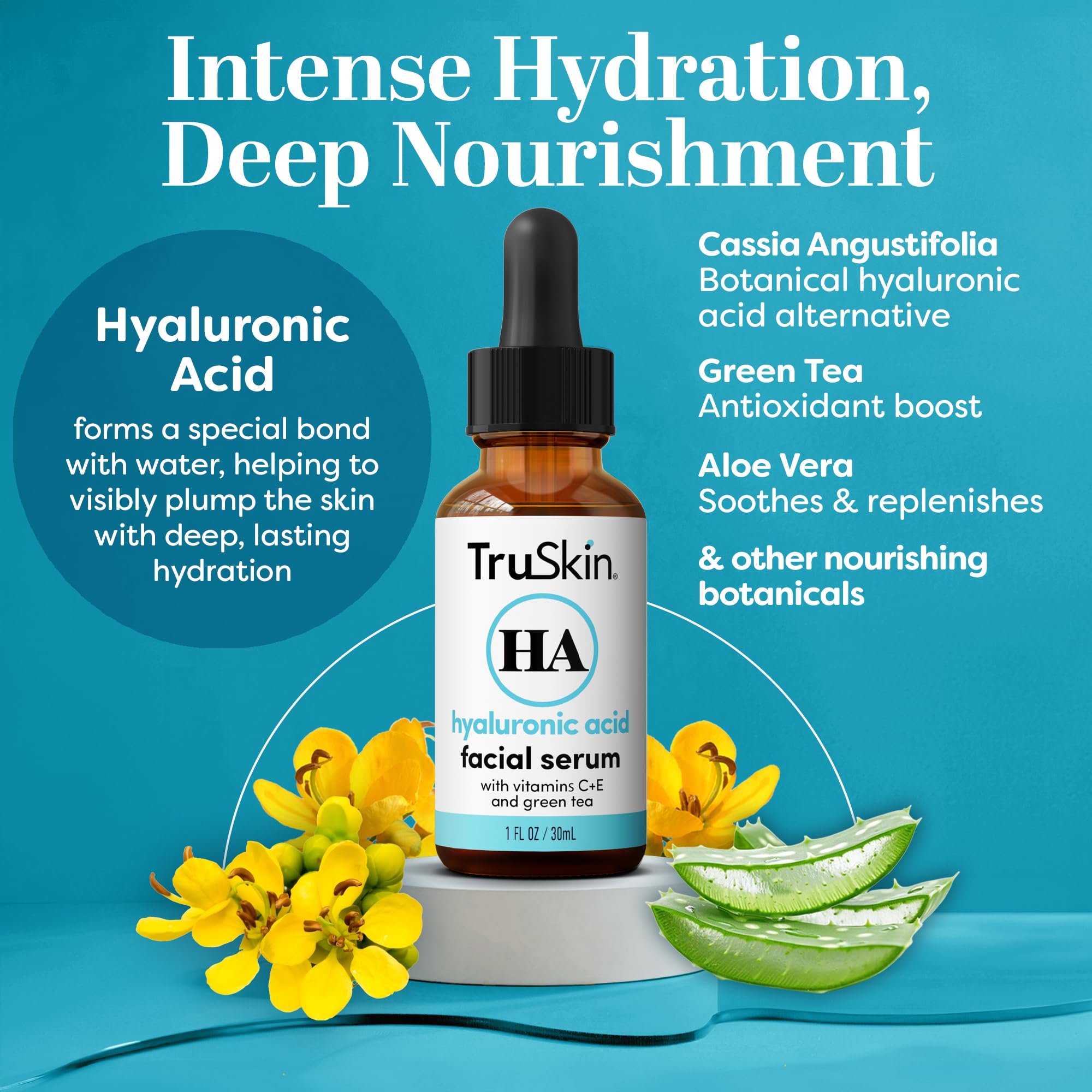 TruSkin Hyaluronic Acid Serum for Face – Ultra-Hydrating Plumping Serum | 1 Fl Oz