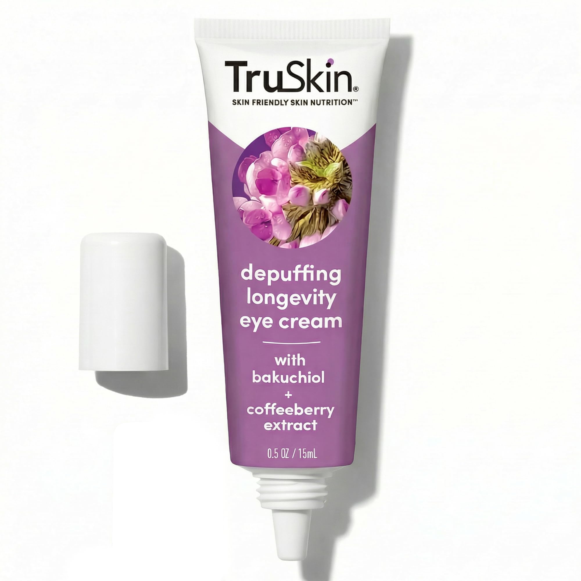 TruSkin Longevity Eye Cream – Caffeine, Bakuchiol & Lingonberry Stem Cells, Green Coffee Bean – Gentle Retinol Alternative (0.5 fl oz)