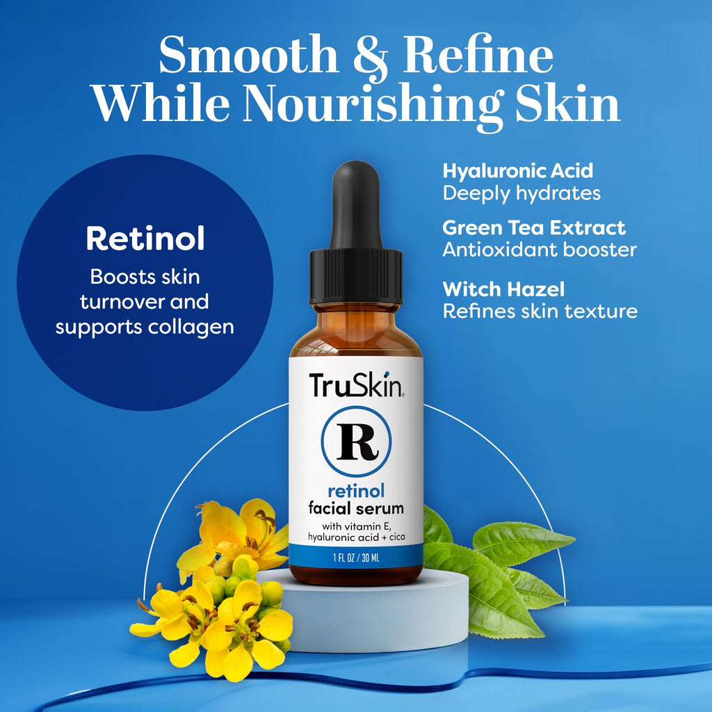 TruSkin Retinol Serum for Face – Gentle Nighttime Anti-Aging with Hyaluronic Acid, Cica & Vitamin E | 1 oz