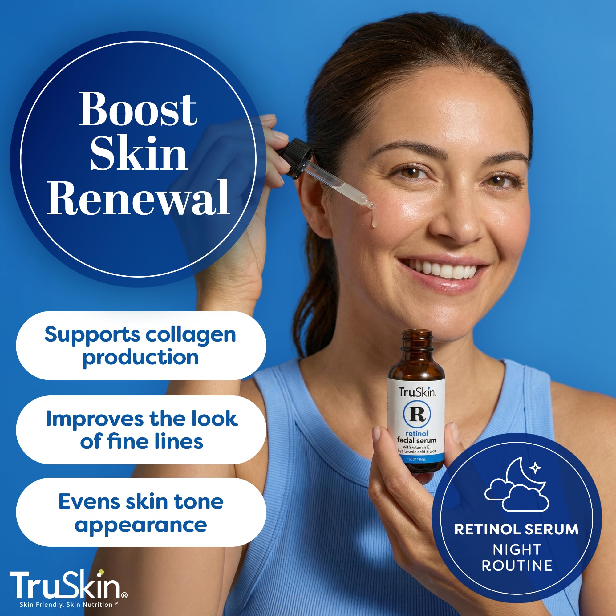 TruSkin Retinol Serum for Face – Gentle Nighttime Anti-Aging with Hyaluronic Acid, Cica & Vitamin E | 1 oz