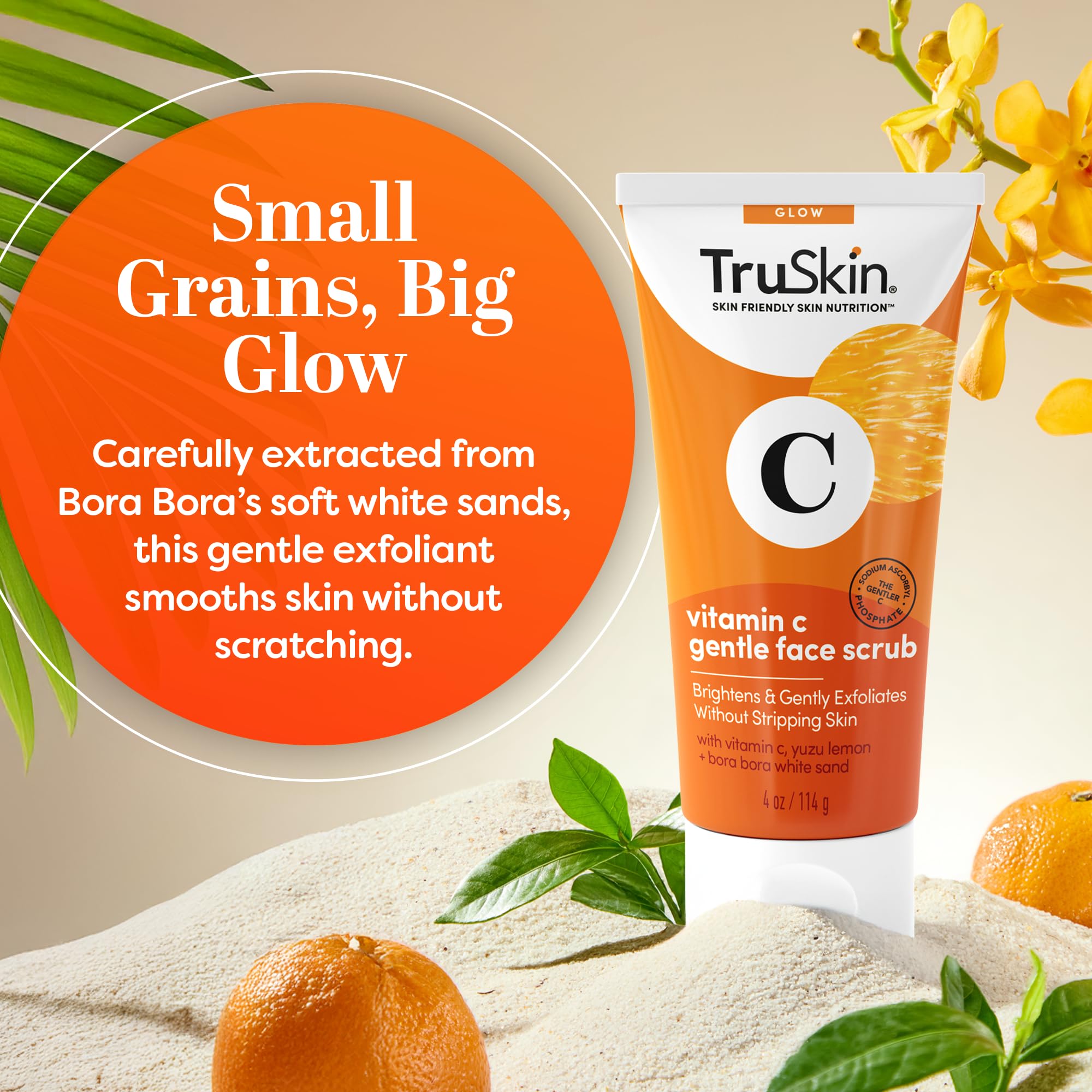 TruSkin Vitamin C Gentle Face Scrub – Brightening Exfoliator for All Skin Types | 4 Fl Oz