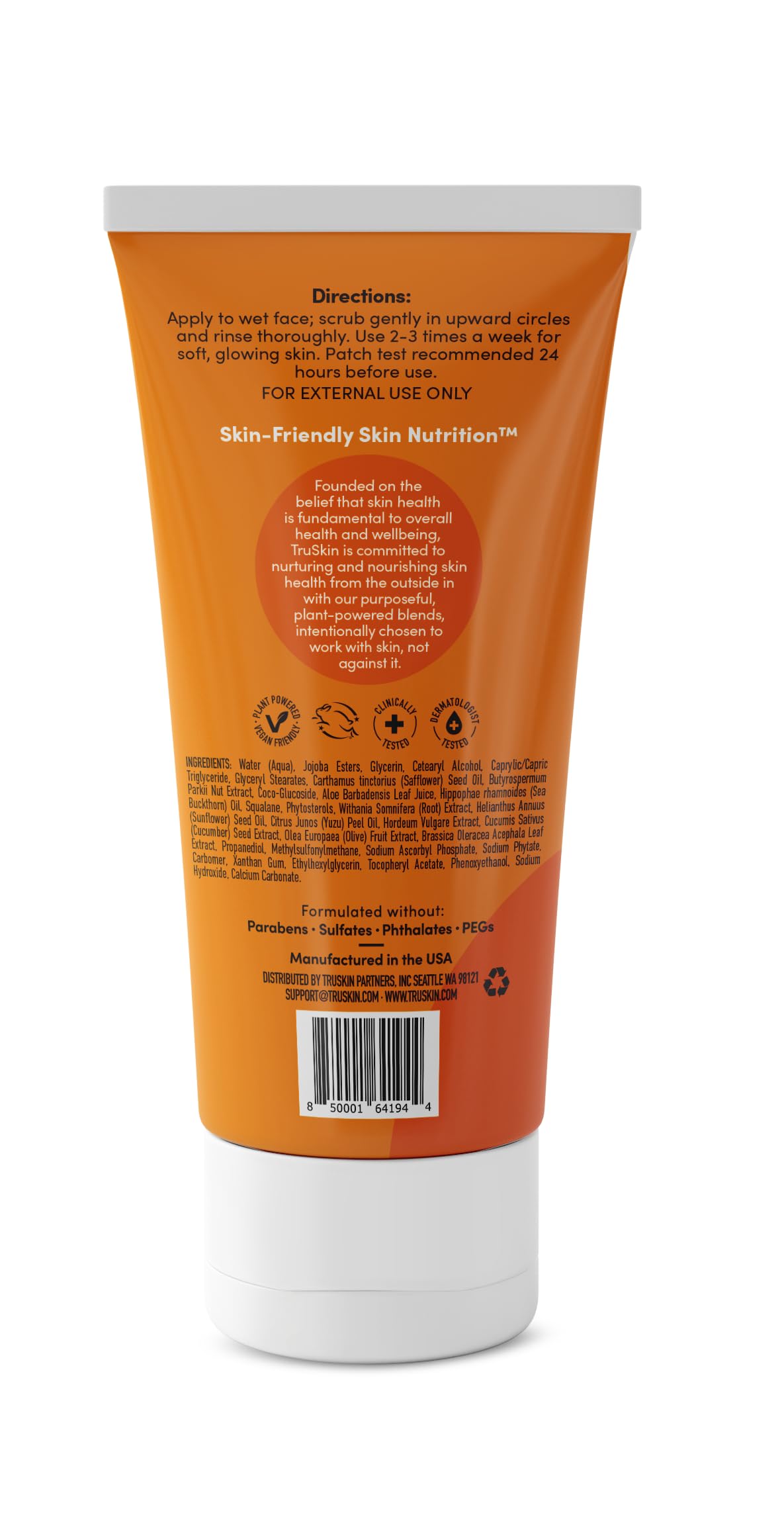 TruSkin Vitamin C Gentle Face Scrub – Brightening Exfoliator for All Skin Types | 4 Fl Oz
