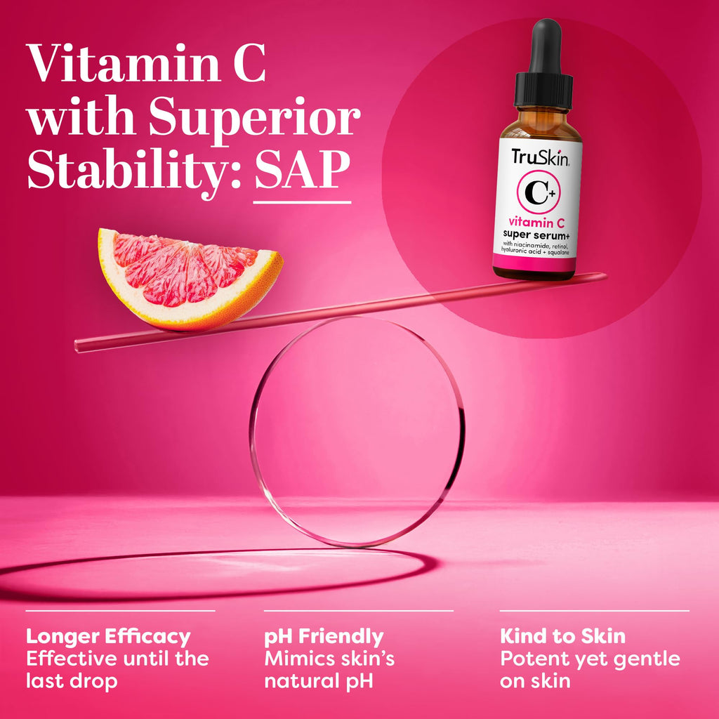 TruSkin Vitamin C Super Serum for Face – All-in-One Anti-Aging Serum with Vitamin C, Retinol, Niacinamide, Hyaluronic Acid & Squalane | 2 Oz