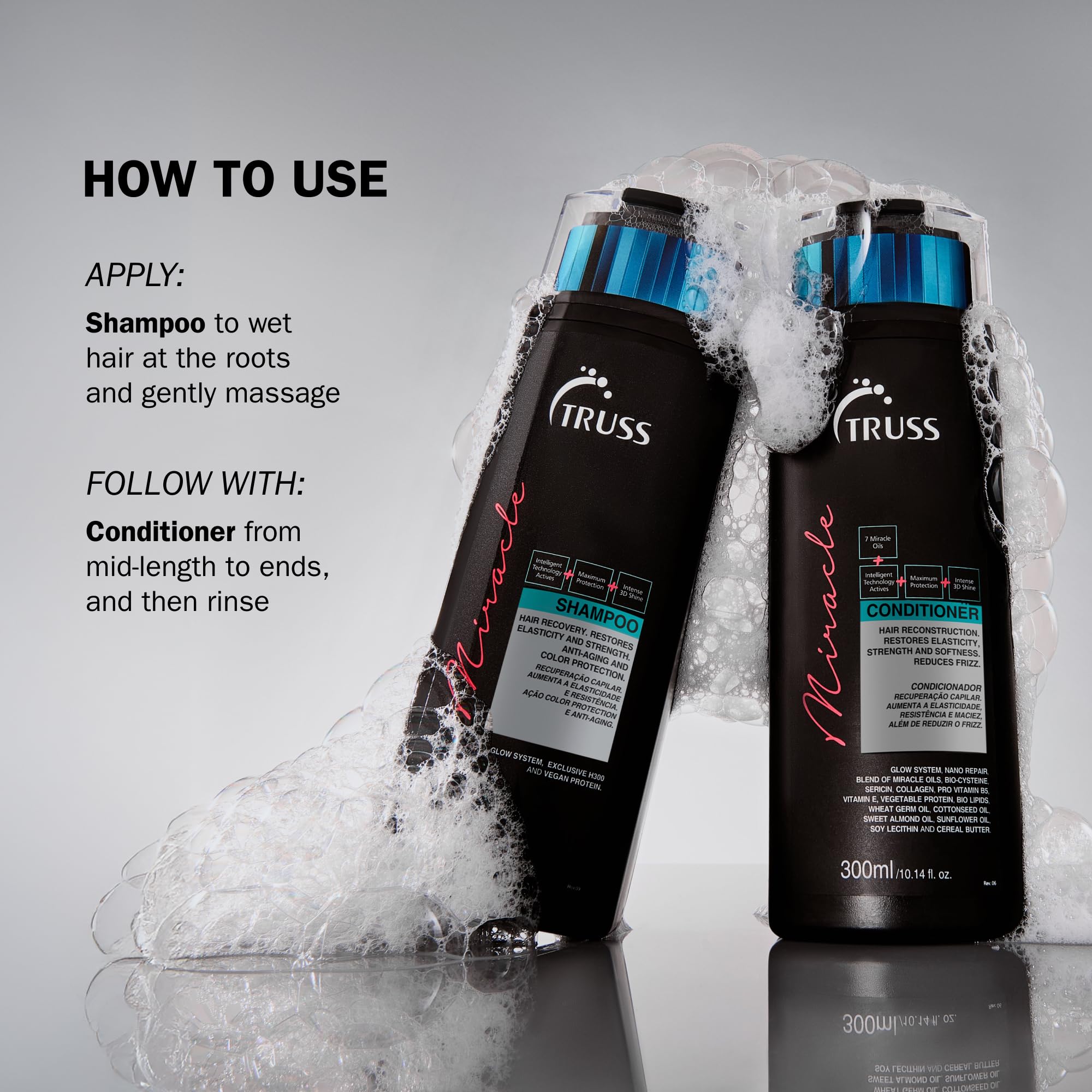 TRUSS Miracle Hair Shampoo — Anti-Aging & Color Protection with Keratin & Vitamin E (10.14 oz)