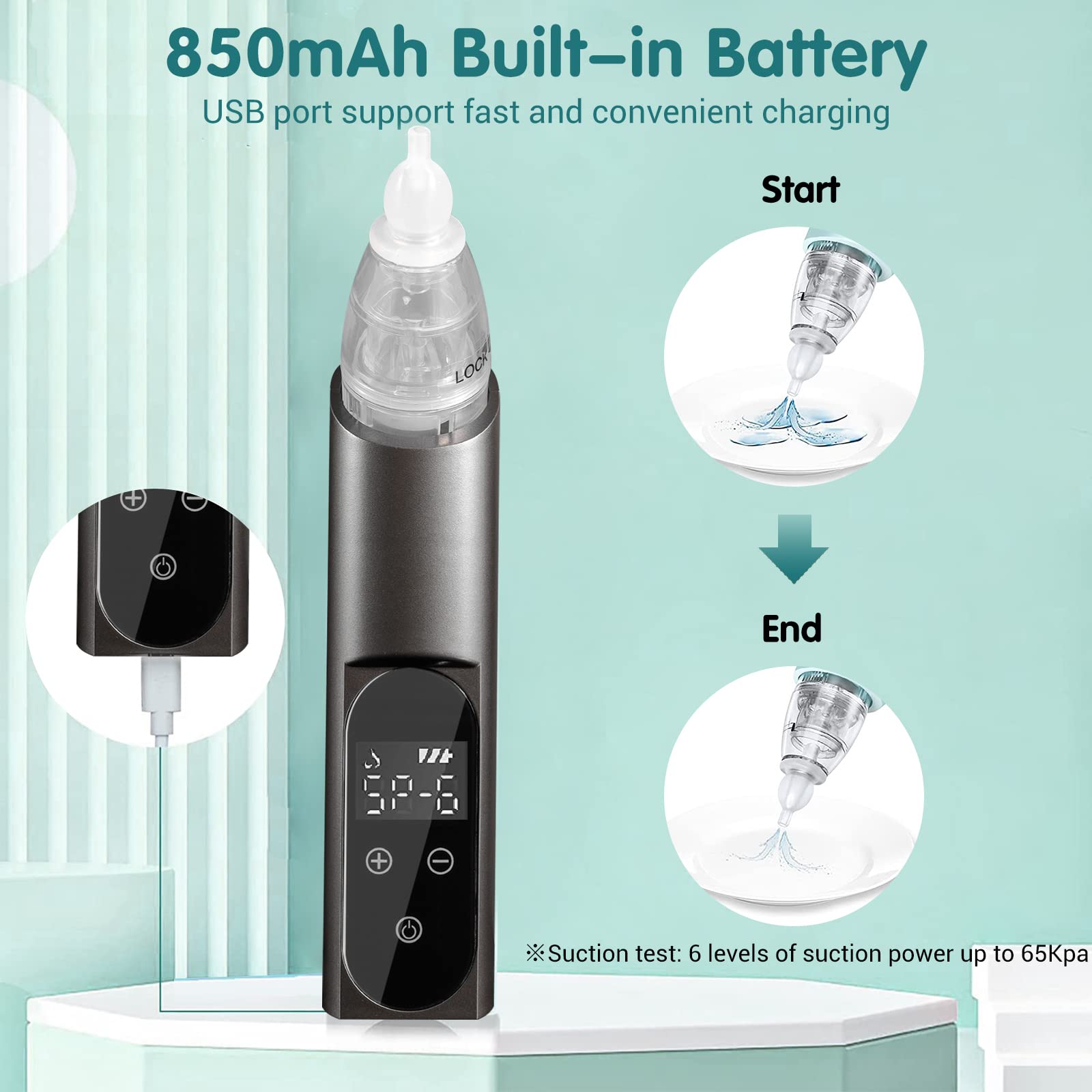 TRUSTV Ear Wax Vacuum Remover — 6-Level Suction, USB Rechargeable Ear Wax Removal Kit with Carrying Case