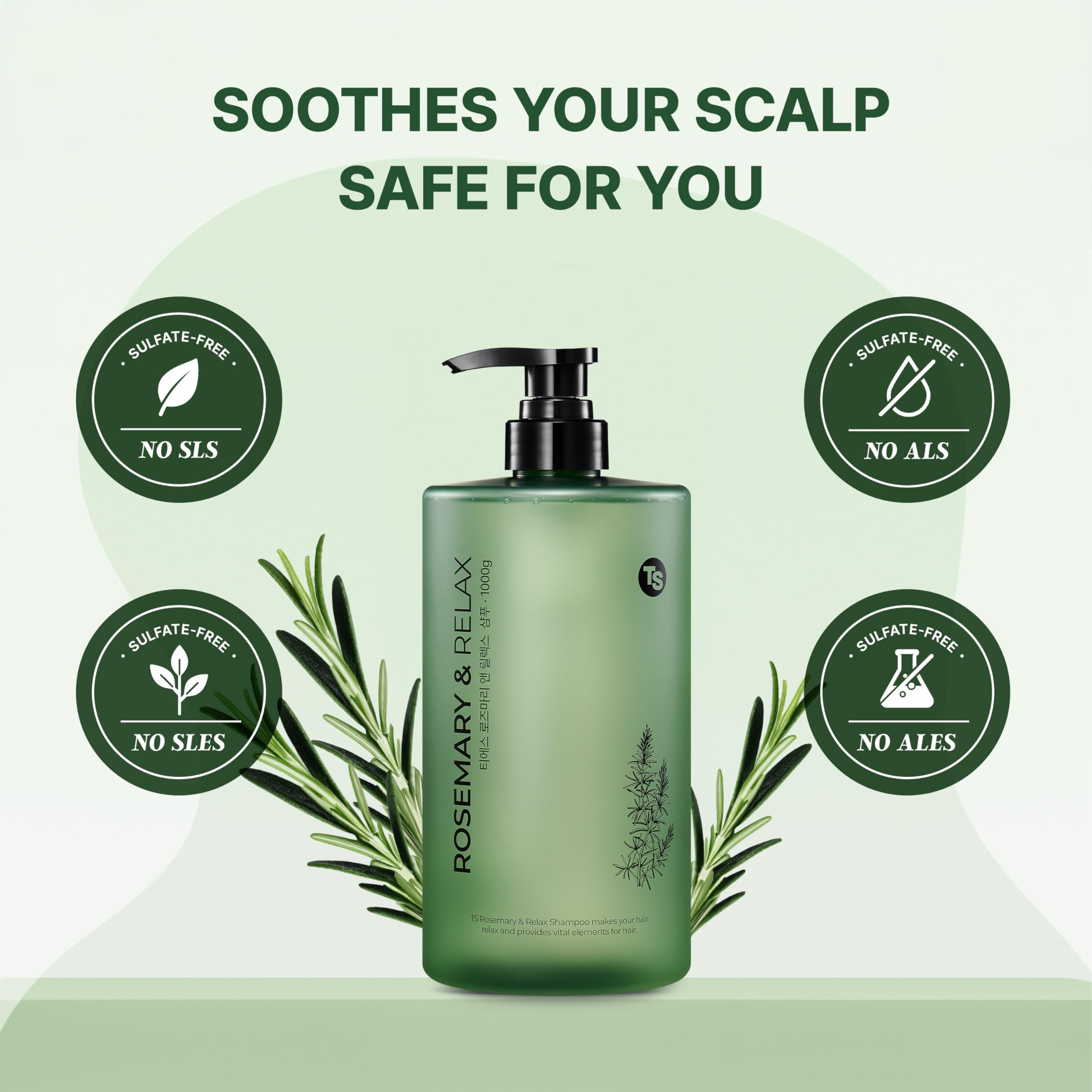 TS Rosemary & Relax Shampoo (1000g) – Hydrating & Calming, Sulfate-Free