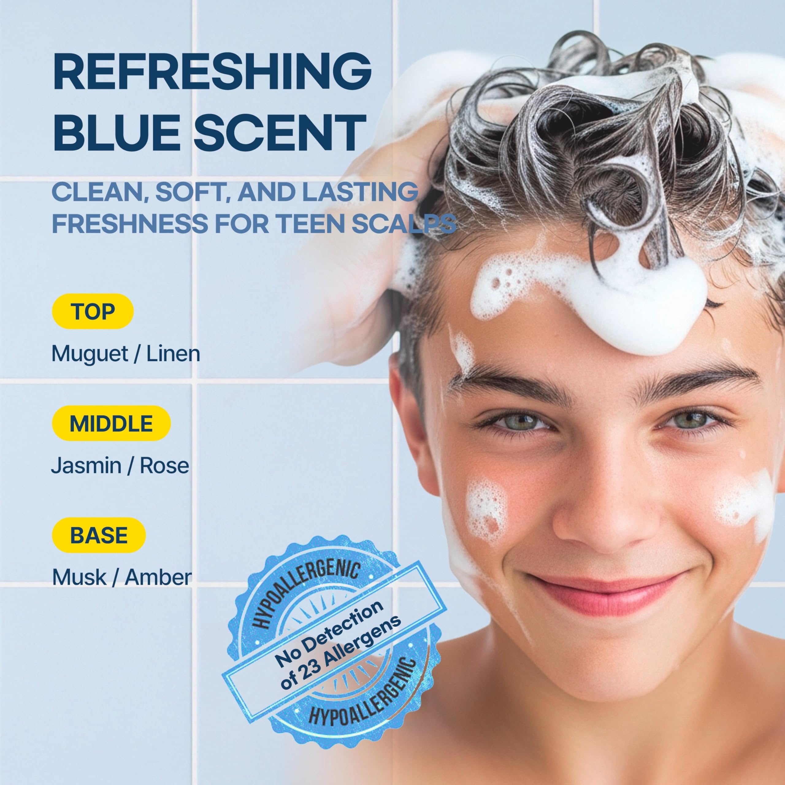 TS GD Shampoo for Flake Prone Scalp (14.1 oz) – Teen Hair Care, SLS/SLES Free, Korean Formula | Blue