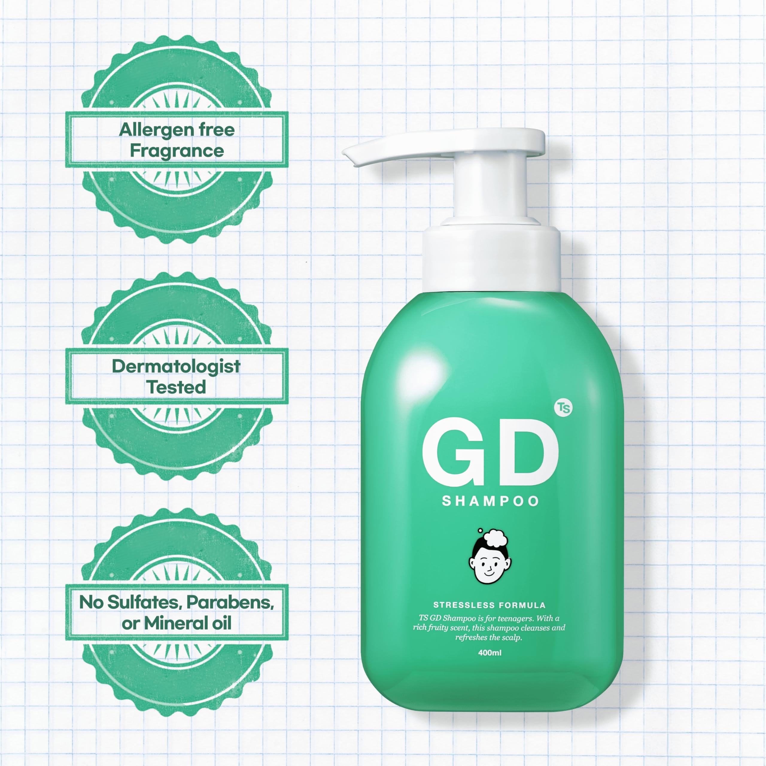 TS GD Shampoo for Flake-Prone Scalp – Teen-Friendly, Silicone/SLS/SLES Free (14.1 oz) | Korean Hair Care