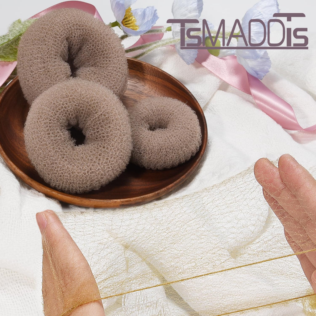 TsMADDTs Hair Bun Maker Set – 8 Donuts, Invisible Nets, 40 Pins, 5 Ties for Ballet & Dance