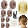 TsMADDTs Hair Bun Maker Set – 8 Donuts, Invisible Nets, 40 Pins, 5 Ties for Ballet & Dance