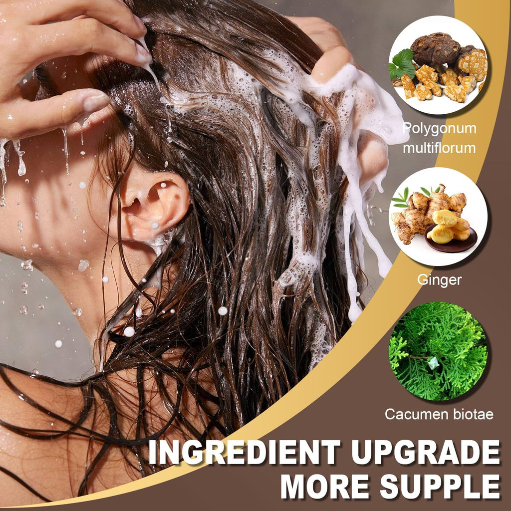TSSPLUS 500ml Hair Coloring Shampoo – Natural Plant Essence, Gray Coverage, Dark Brown