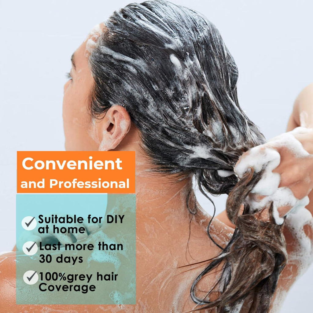 TSSPLUS 500ml Hair Coloring Shampoo – Natural Plant Essence, Gray Coverage, Dark Brown