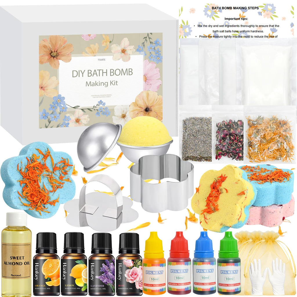 TSVATE Bath Bomb Making Kit – DIY Spa Bombs for Women | Create Colorful Fizz at Home