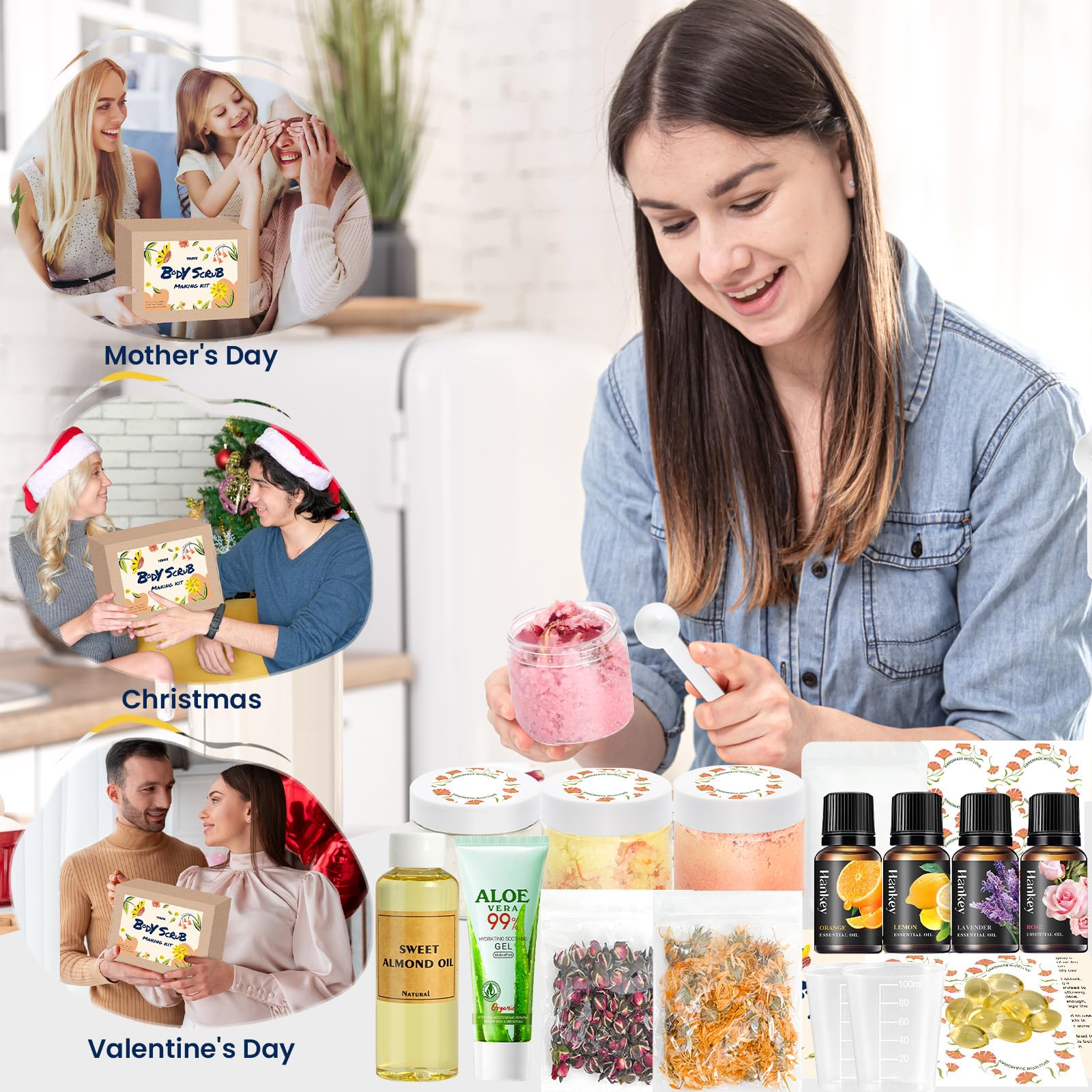 TSVATE DIY Body Scrub Kit – Almond Oil Salt Scrub for Moisturizing & Exfoliation