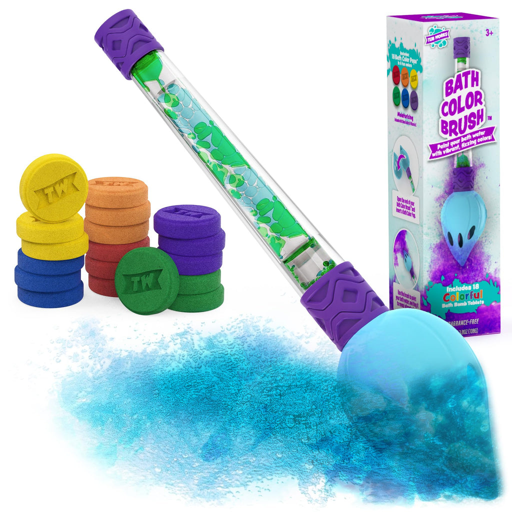 Tub Works Bath Color Brush Kids Bath Bomb Set – Nontoxic & Fragrance-Free | Paint Water with Vibrant Colors