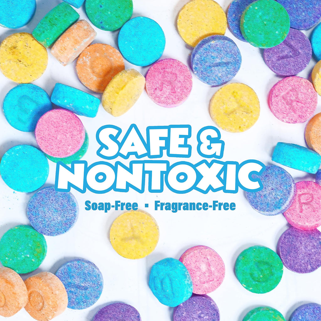 Tub Works Bath Color Fizzies, 150 Count, 3-Pack | Non-Toxic & Fragrance-Free Color Bath Tablets
