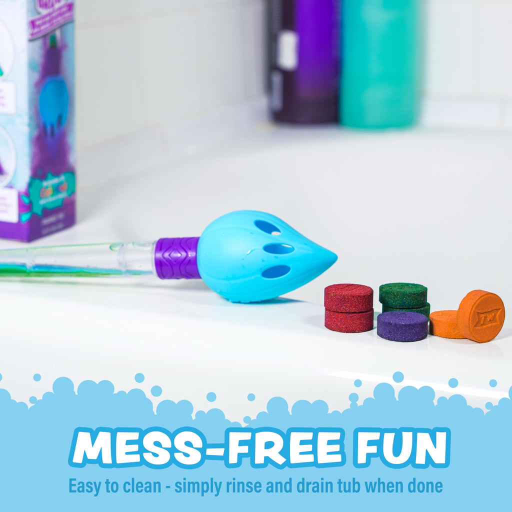 Tub Works Bath Color Brush Kids Bath Bomb Set – Nontoxic & Fragrance-Free | Paint Water with Vibrant Colors
