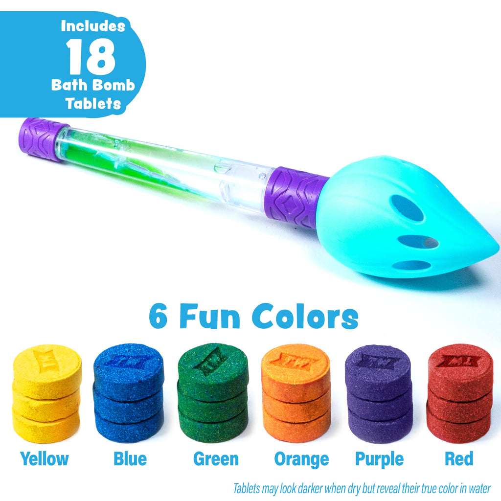 Tub Works Bath Color Brush Kids Bath Bomb Set – Nontoxic & Fragrance-Free | Paint Water with Vibrant Colors